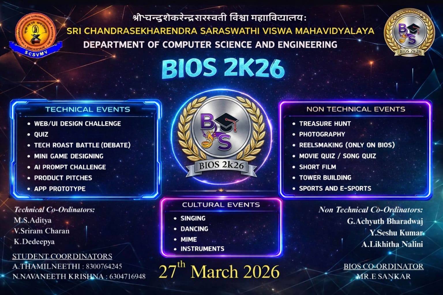 BIOS 2K26 Events Poster